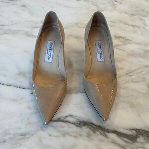 Jimmy Choo Nude Patent Leather Pump Size 36 1/2, Good Condition, Comes with Bag